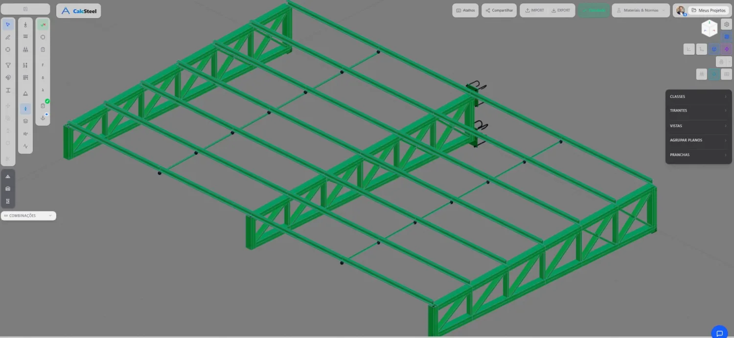 3D steel structure with every bar code-checked